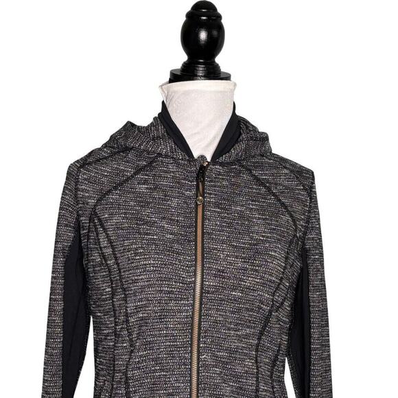 Lululemon Daily Practice Jacket Coco Pique Black White Rose Gold Zipper Size 8 - Picture 4 of 14